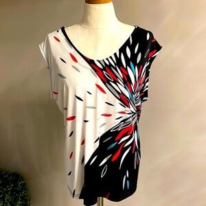 Women’s jersey stretch pop over top star burst print with rhinestones size XL